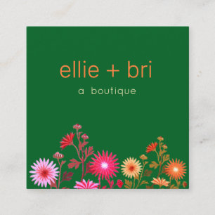 Grönt land blommande Boho Boutique Stylist Fyrkantigt Visitkort