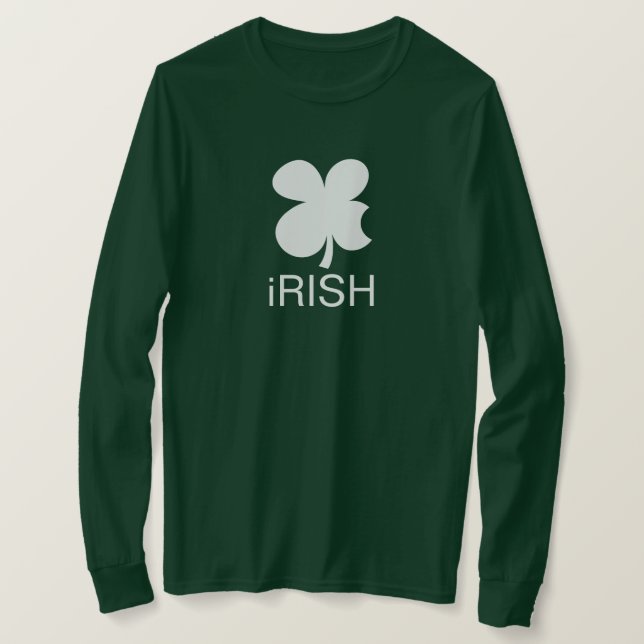 Grönt långärmad Irish Klöver St patrick's day T Shirt (Design framsida)