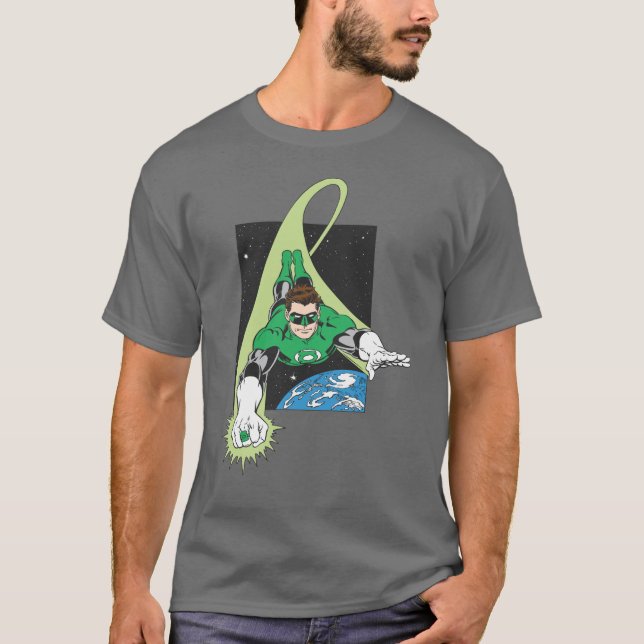 Grönt Lantern and Earth T Shirt (Framsida)