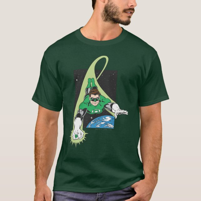 Grönt Lantern and Earth T Shirt (Framsida)