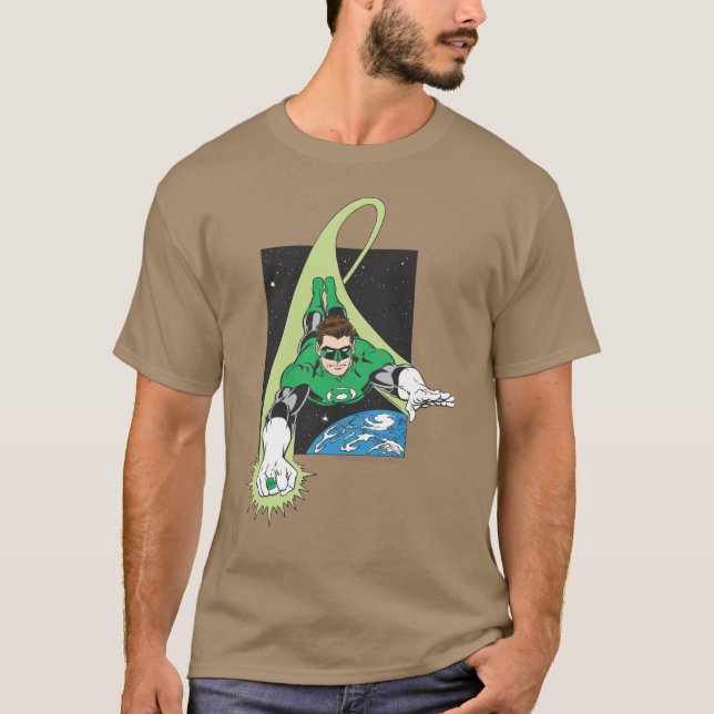 Grönt Lantern and Earth Tee Shirt (Framsida)