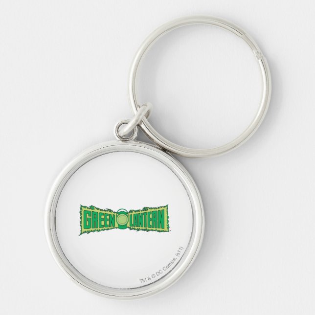 Grönt Lantern Brev 1 Rund Silverfärgad Nyckelring (Framsidan)