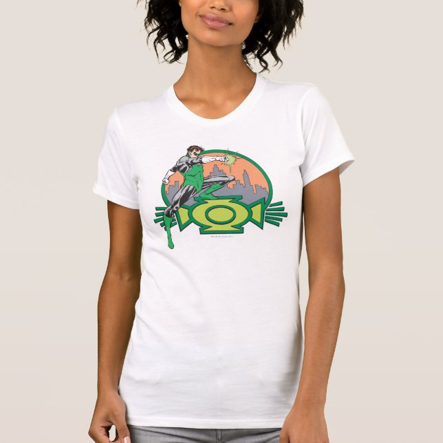 Grönt Lantern & Cityscape T-shirt (Framsida)