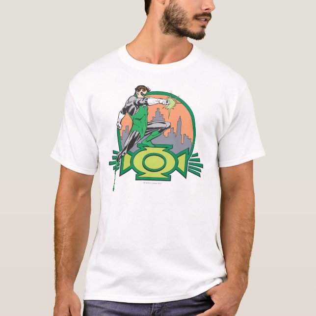 Grönt Lantern & Cityscape Tee Shirt (Framsida)