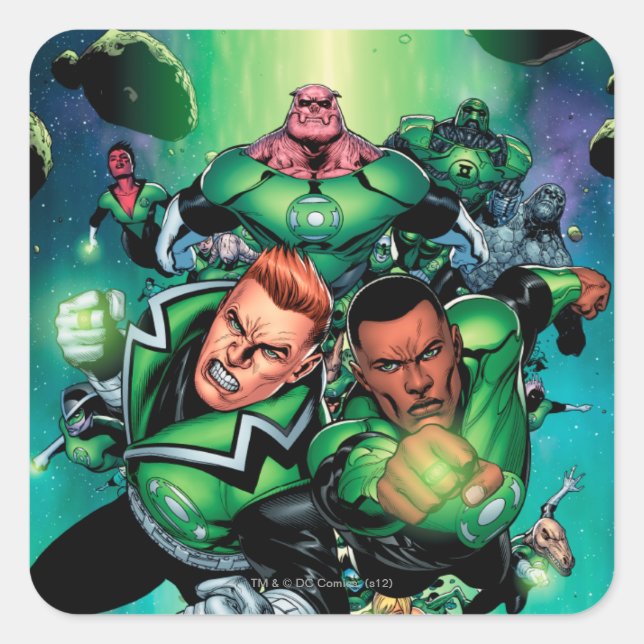 Grönt Lantern Corps Fyrkantigt Klistermärke (Framsida)