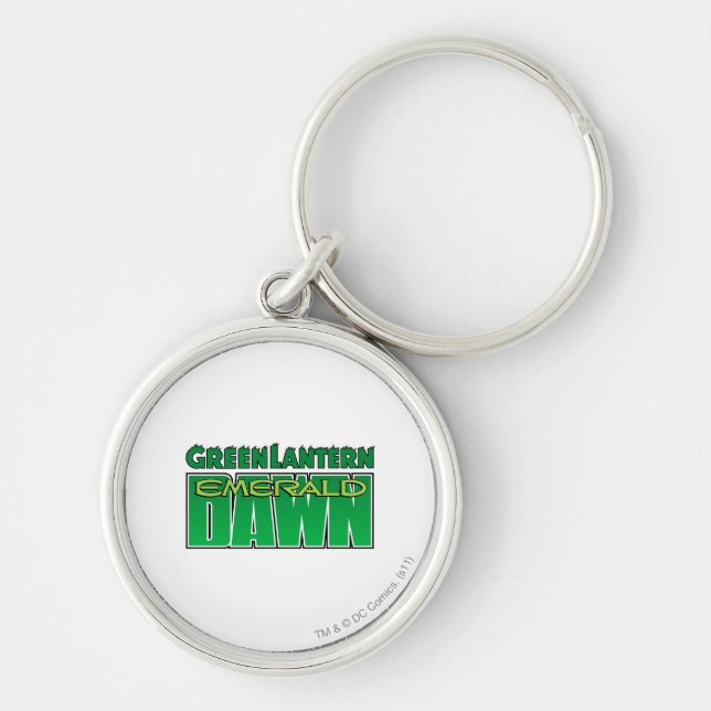 Grönt Lantern - Emerald Dawn Logotyp Rund Silverfärgad Nyckelring (Framsidan)