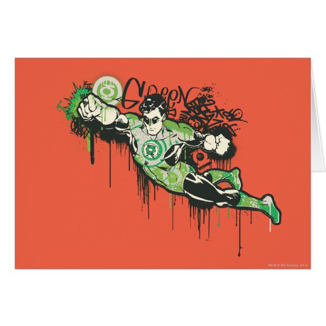 Grönt Lantern Graffiti Character Hälsningskort (Framsidan Horizontal)