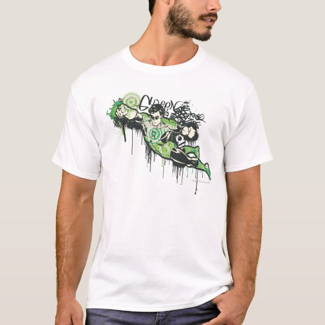 Grönt Lantern Graffiti Character T-shirt (Framsida)