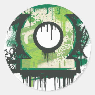 Grönt Lantern Graffiti Symbol Runt Klistermärke