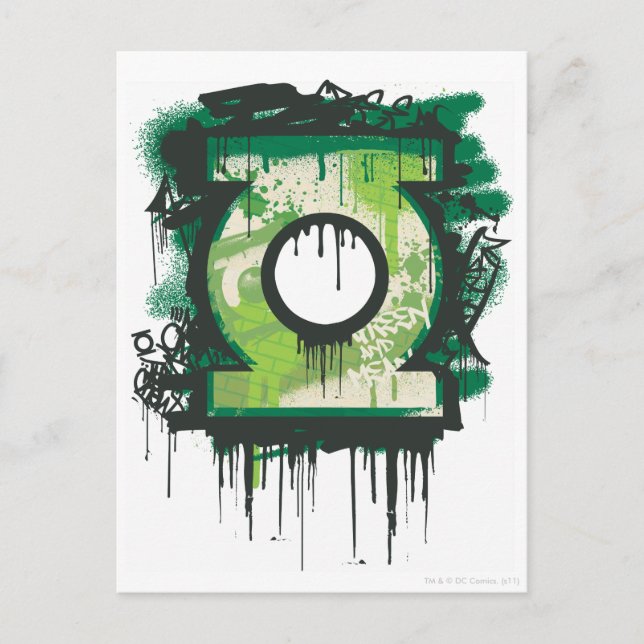 Grönt Lantern Graffiti Symbol Vykort (Framsida)