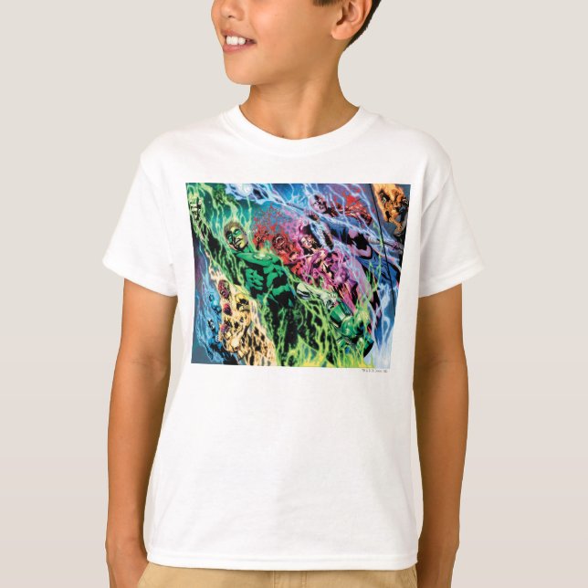 Grönt Lantern Group - Färg Tee Shirt (Framsida)