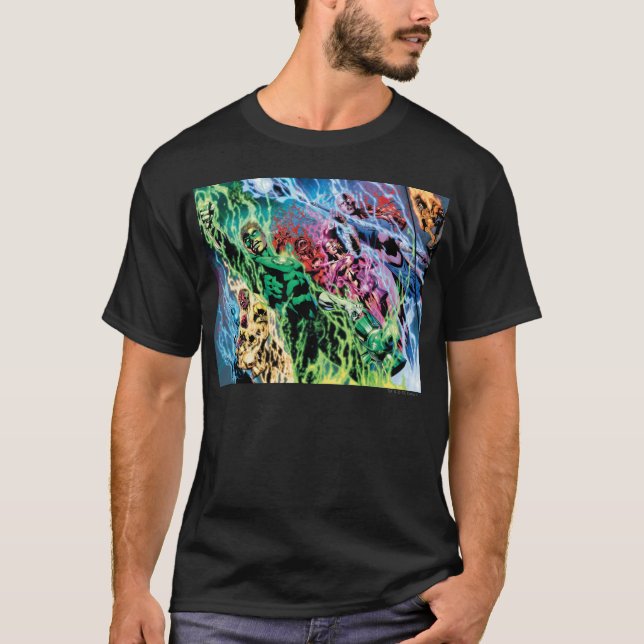 Grönt Lantern Group - Färg Tee Shirt (Framsida)