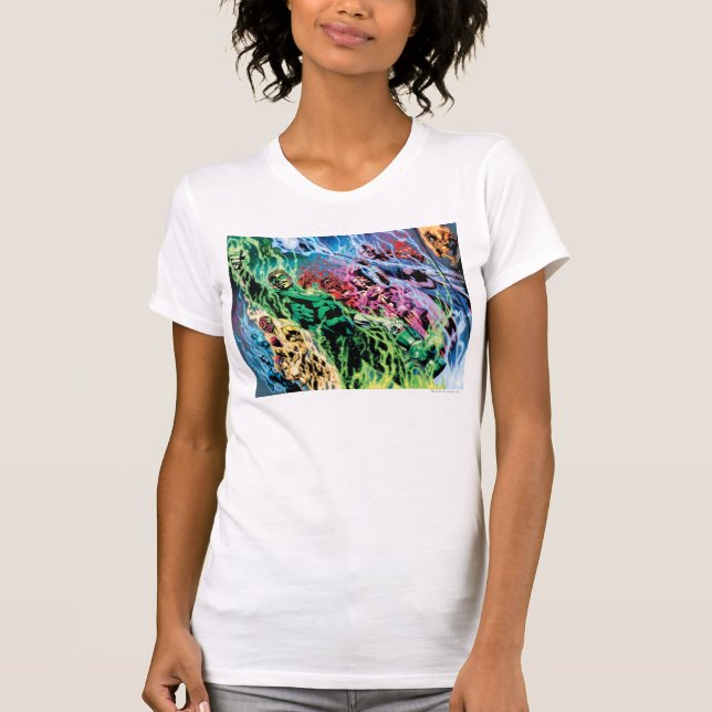 Grönt Lantern Group - Färg Tee Shirt (Framsida)