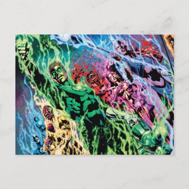 Grönt Lantern Group - Färg Vykort (Framsida)