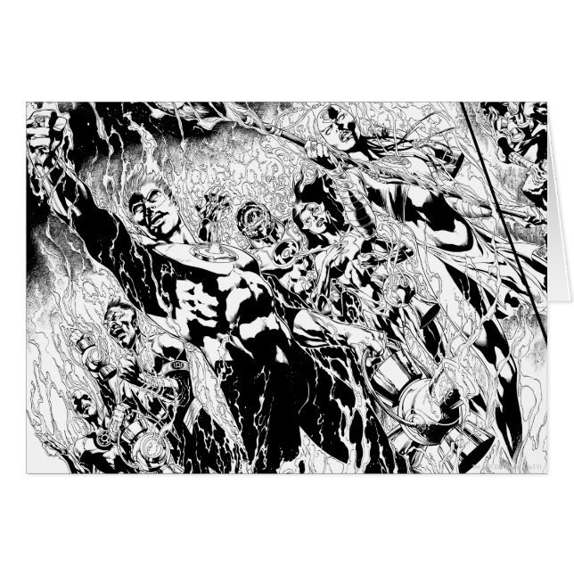 Grönt Lantern-grupp Hälsningskort (Framsidan Horizontal)