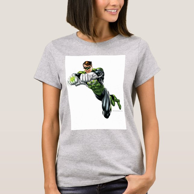 Grönt Lantern - helt återgiven, båda armarna framå T-shirt (Framsida)