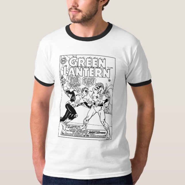 Grönt Lantern i ring, Svartvitt T-shirt (Framsida)