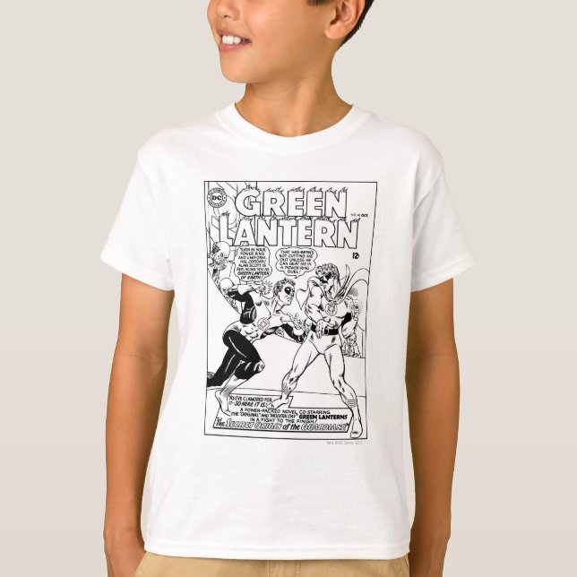 Grönt Lantern i ring, Svartvitt Tee (Framsida)