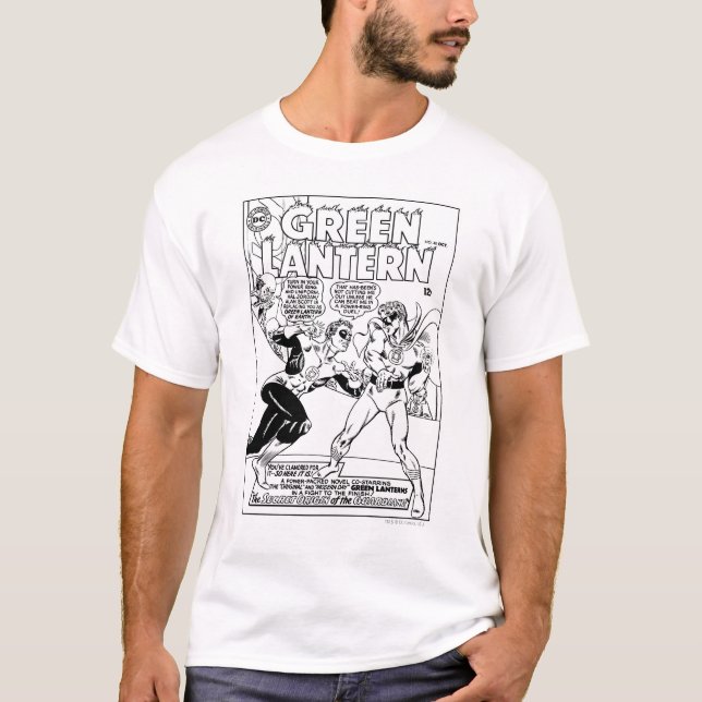 Grönt Lantern i ring, Svartvitt Tee Shirt (Framsida)