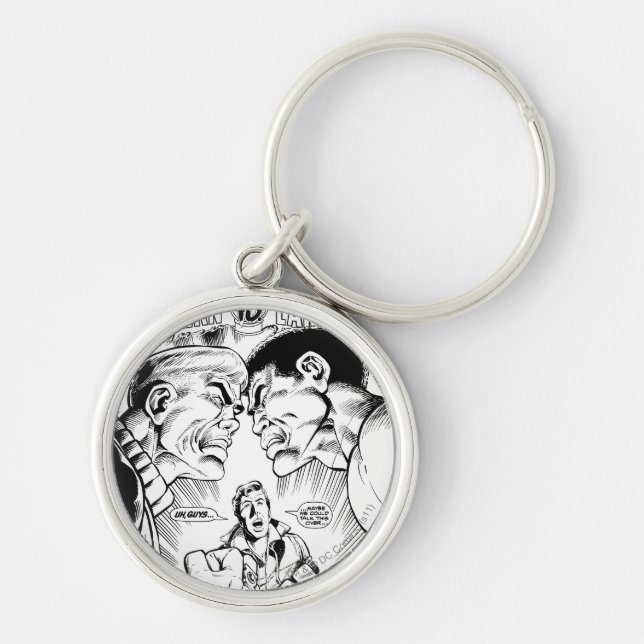 Grönt Lantern kontra Grönt Lantern, Black and Whit Rund Silverfärgad Nyckelring (Framsidan)