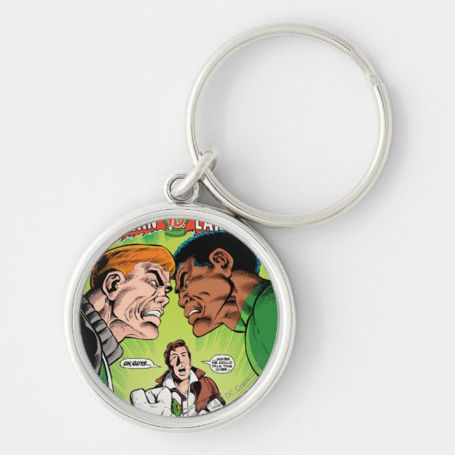 Grönt Lantern kontra Grönt Lantern Rund Silverfärgad Nyckelring (Framsidan)