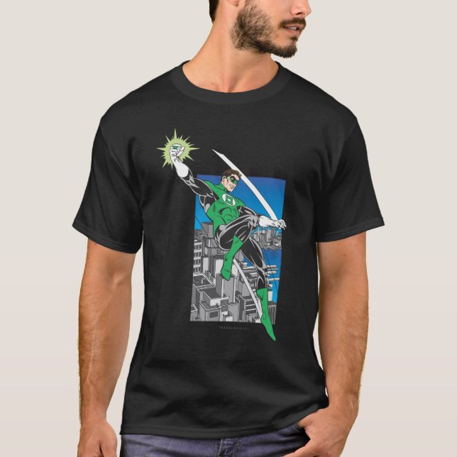Grönt Lantern Lands i City T-shirt (Framsida)