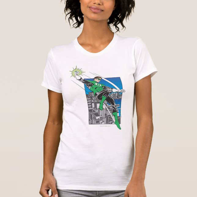 Grönt Lantern Lands i City Tee Shirt (Framsida)