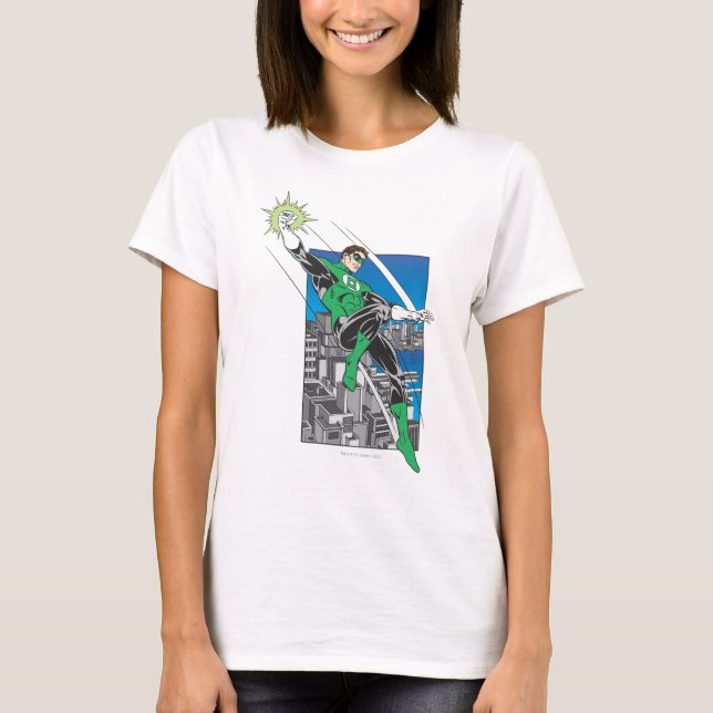 Grönt Lantern Lands i City Tee Shirt (Framsida)