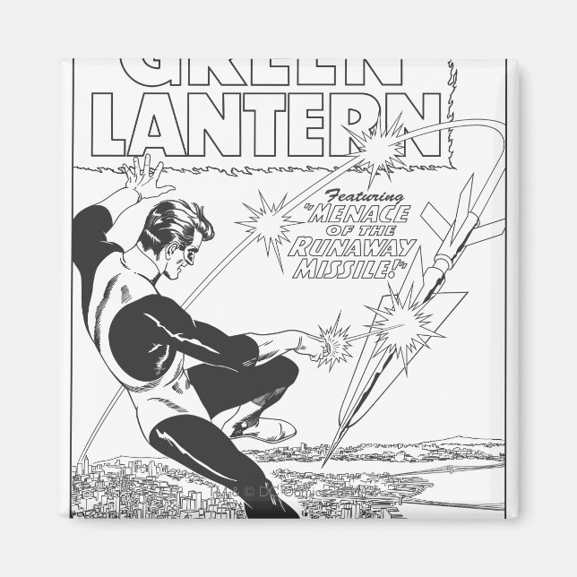 Grönt Lantern - Löpande missil, svartvitt Magnet (Framsidan)