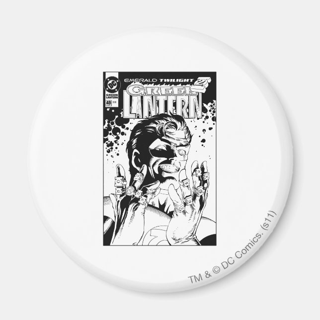 Grönt Lantern - många Ringar, Svartvitt Magnet (Framsidan)