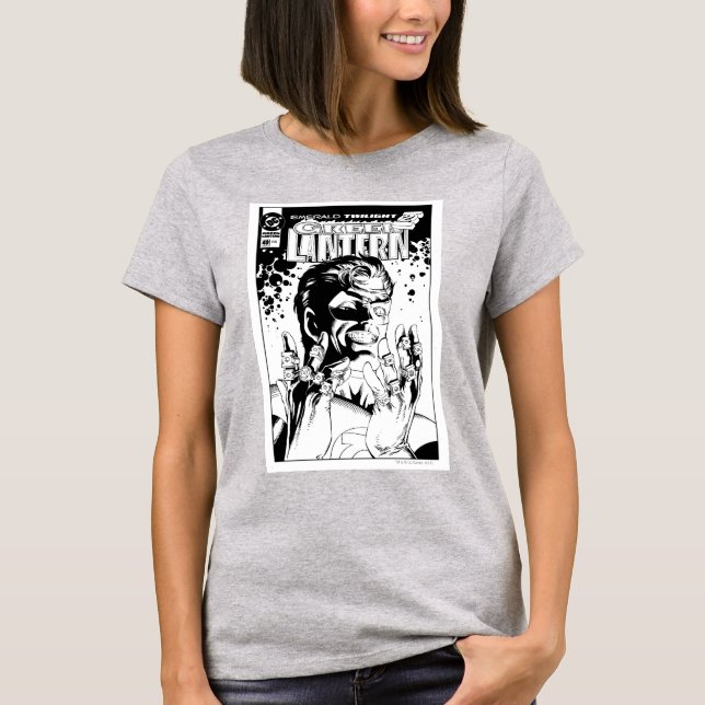 Grönt Lantern - många Ringar, Svartvitt T Shirt (Framsida)