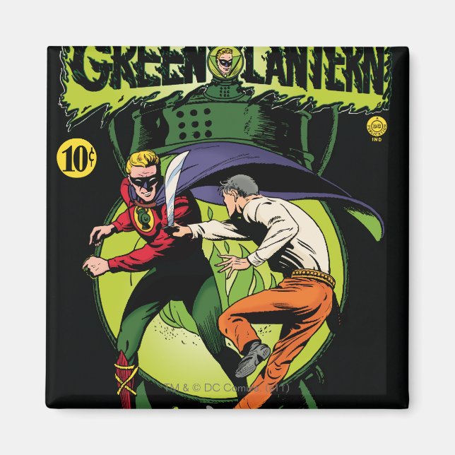 Grönt Lantern med liggande i strid Magnet (Framsidan)