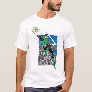 Grönt Lantern med stadsbakgrund Tee Shirt