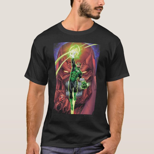 Grönt Lantern med ström av ljus - Färg Tee Shirt (Framsida)