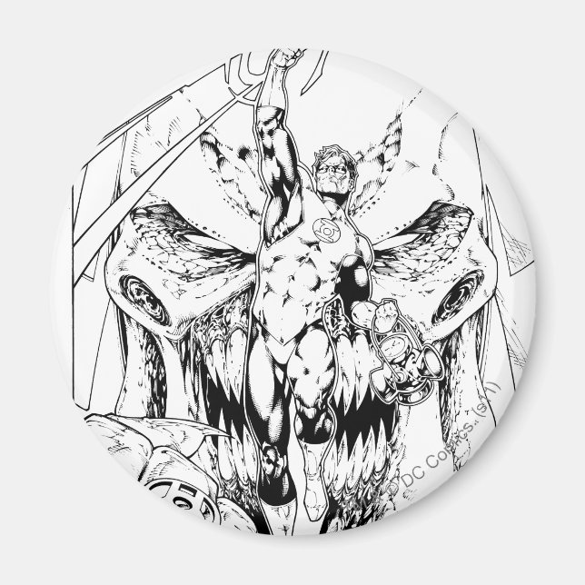 Grönt Lantern med ström av ljus Magnet (Framsidan)