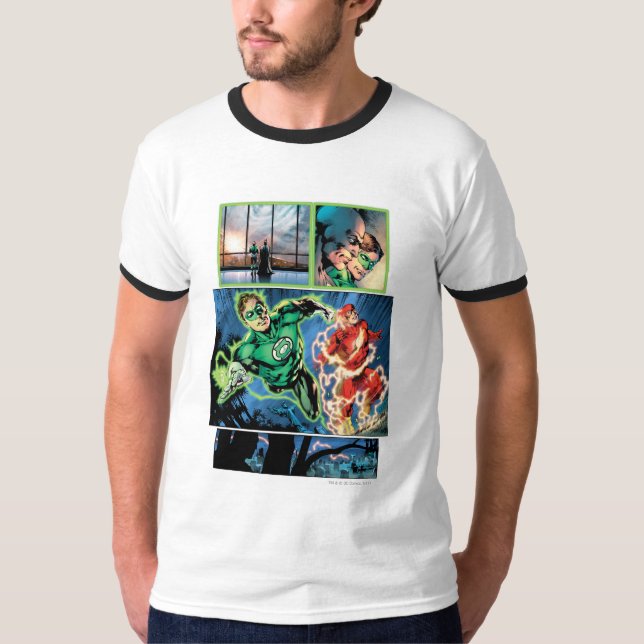 Grönt Lantern och Flash-panelen T-shirt (Framsida)