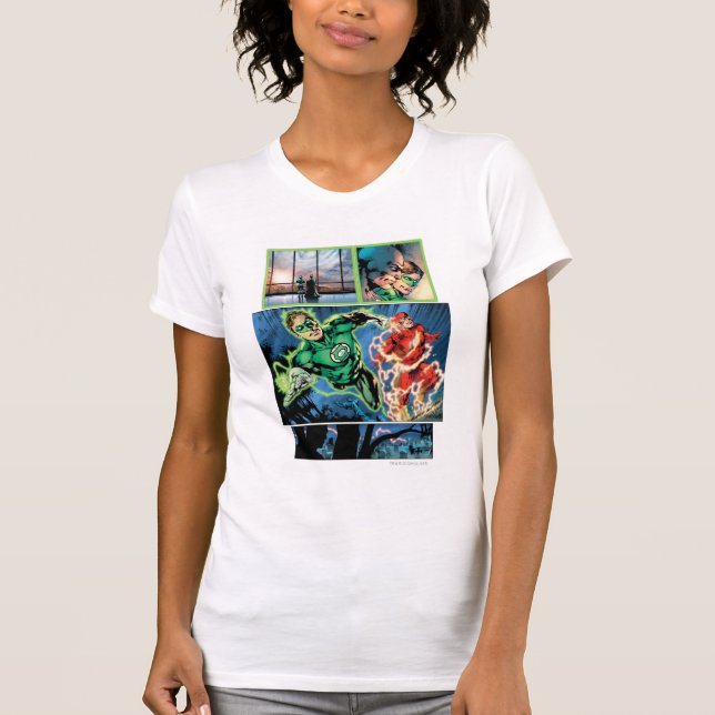 Grönt Lantern och Flash-panelen T-shirt (Framsida)
