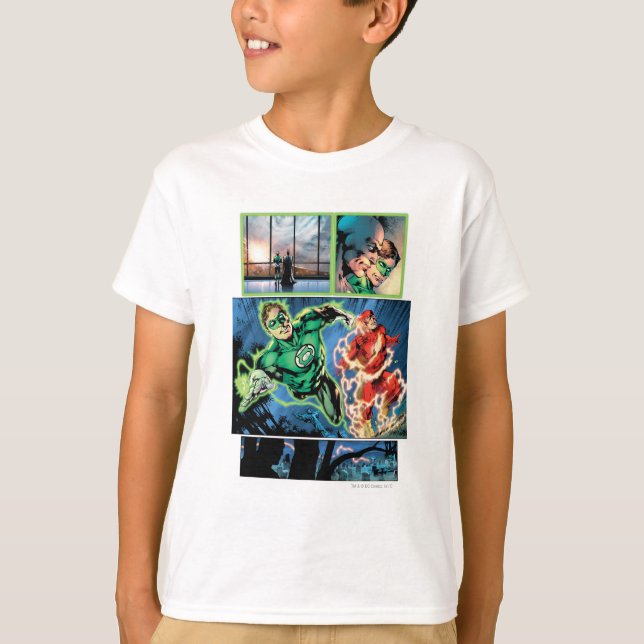 Grönt Lantern och Flash-panelen T-shirt (Framsida)