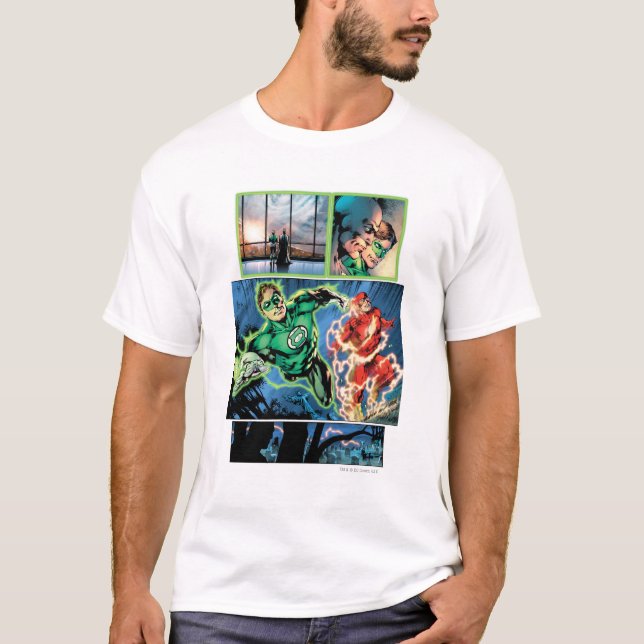 Grönt Lantern och Flash-panelen T-shirt (Framsida)