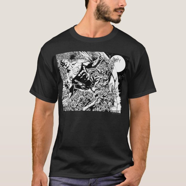 Grönt Lantern och Måne - Svartvitt T-shirt (Framsida)