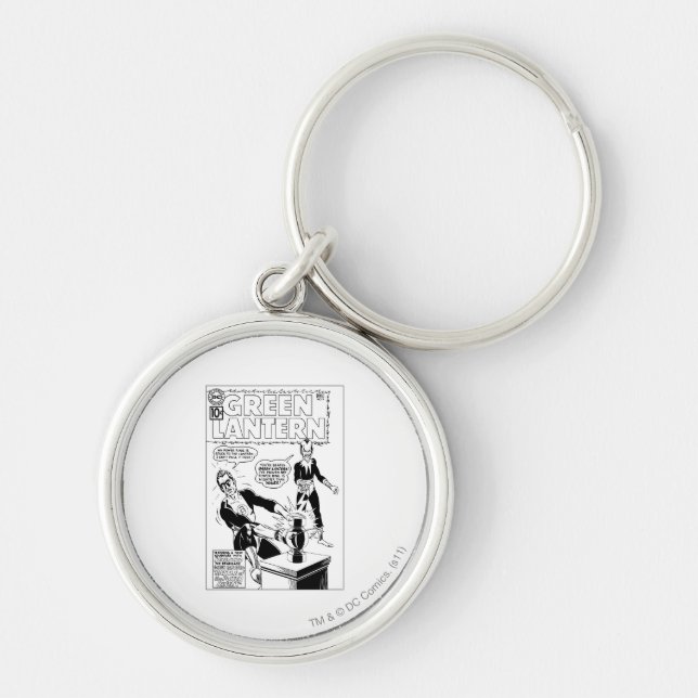 Grönt Lantern och Sinestro Cover, Black and White Rund Silverfärgad Nyckelring (Framsidan)