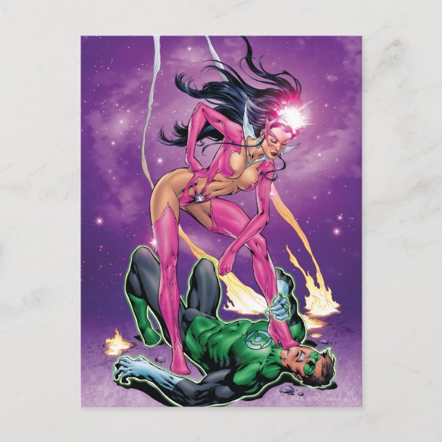 Grönt Lantern och Star Sapphire - Färg Vykort (Framsida)
