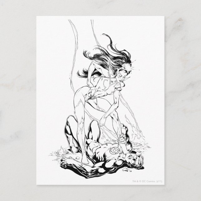 Grönt Lantern och Star Sapphire Vykort (Framsida)