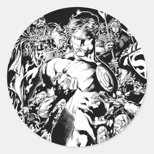 Grönt Lantern, omgiven Runt Klistermärke (Framsida)