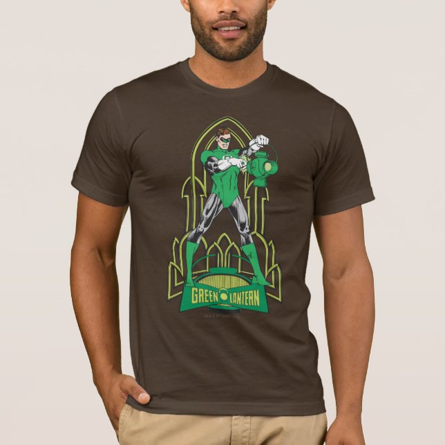 Grönt Lantern på dekorativ bakgrund Tee Shirt (Framsida)