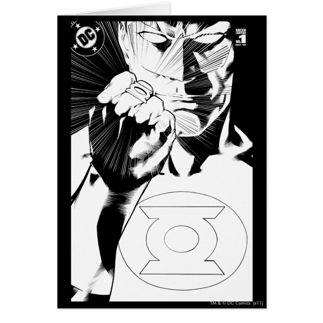 Grönt Lantern - slutomslag, svart och vitt Hälsningskort (Framsidan)