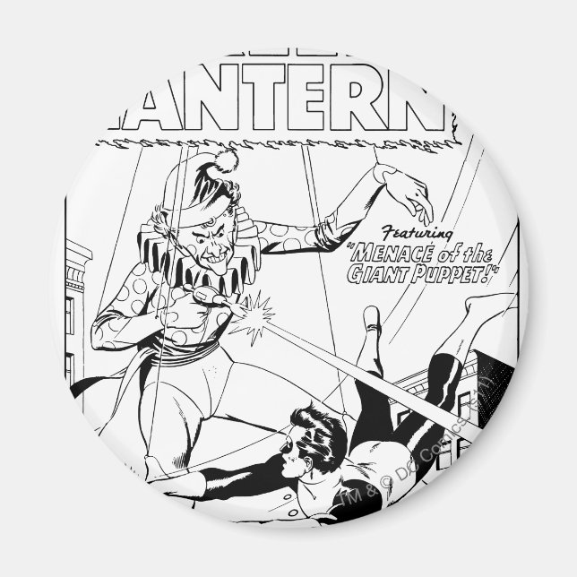 Grönt Lantern vs Clown, Black and White Magnet (Framsidan)