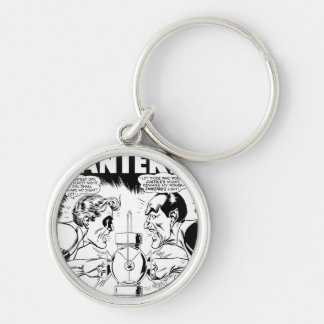 Grönt Lantern vs Sinestro, Black and White Rund Silverfärgad Nyckelring