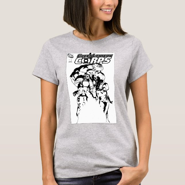 Grönt Lanternor, Svartvit T-shirt (Framsida)