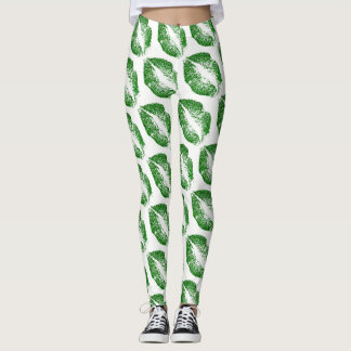 Grönt Läppar Modern White Leggings